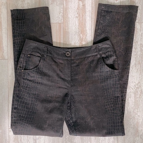 Animal Print Pants Size 4 Distressed Brown By Bamboo Traders - Picture 1 of 6